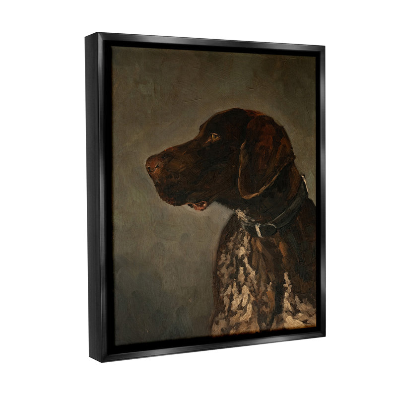 "Traditional Pointer Dog Portrait" par Marian Parsons sur toile, Cadre flottant noir de jais, H 21 po x l 17 po