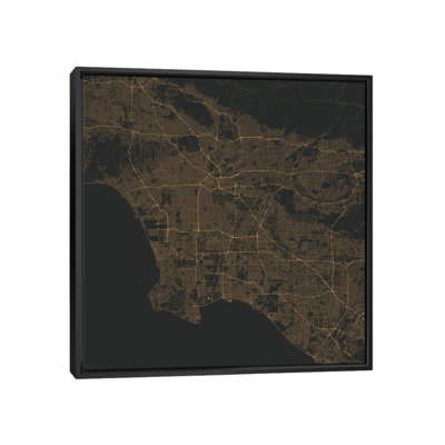 Los Angeles Urban Roadway Map (Gold) by Urbanmap - Gallery-Wrapped Canvas Giclée