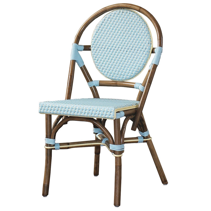 Wicker Outdoor Dining Side Chair, Blue