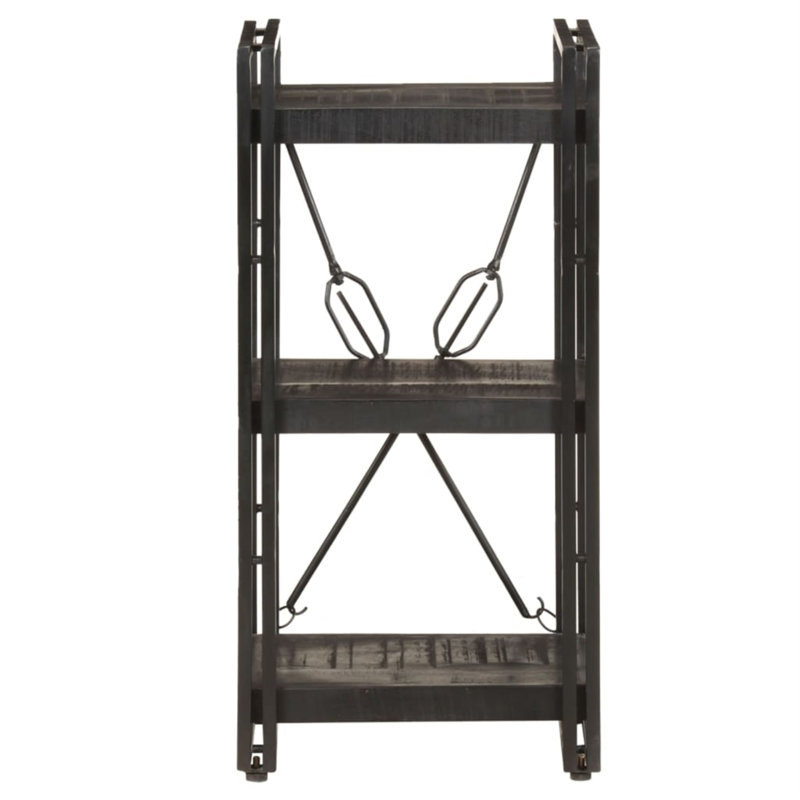 Bibliothèque en bois de manguier massif, Noir, H 31,5 po x l 15,75 po x P 11,81 po