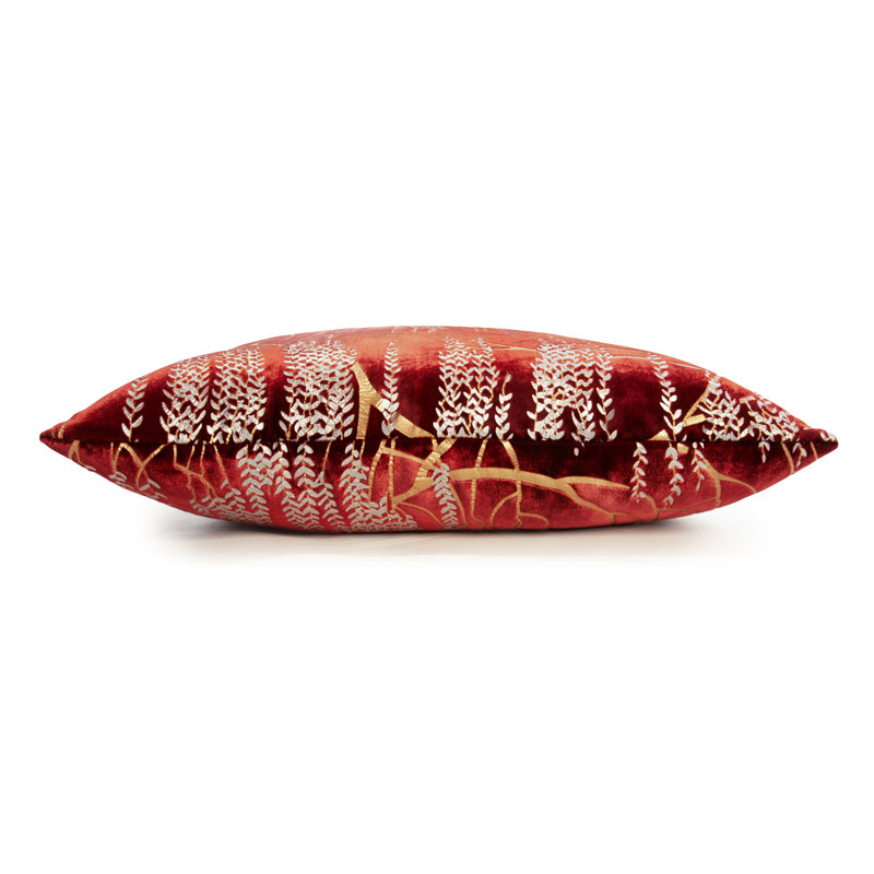 Metallic Square Velvet Pillow Cover & Insert, 18" x 18", Paprika
