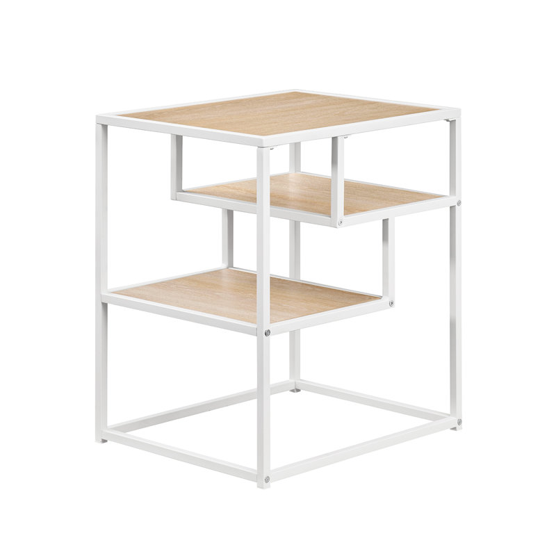 Ales End Table, White, Coastal Oak