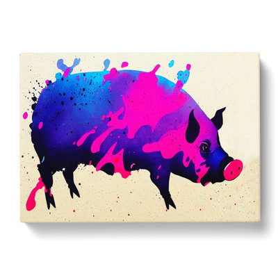 Pig Splash Abstract - Wrapped Canvas