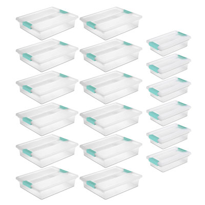 Sterilite Large Clip Storage Box, 12 Pack, and Small Clip Storage Box, 6 Pack