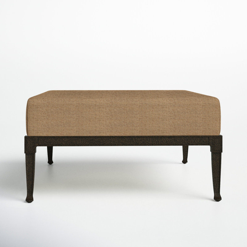 Wiltshire Outdoor Ottoman, Spectrum Denim Sunbrella® Plainweave, Chestnut Brown