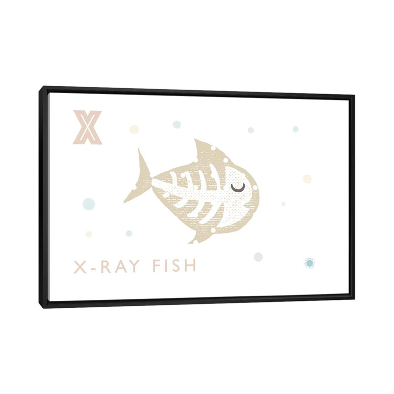 Xray Fish - imprimé, Pas de tapis, H 40 po x l 60 po x 1,5 po, Toile avec cadre noir