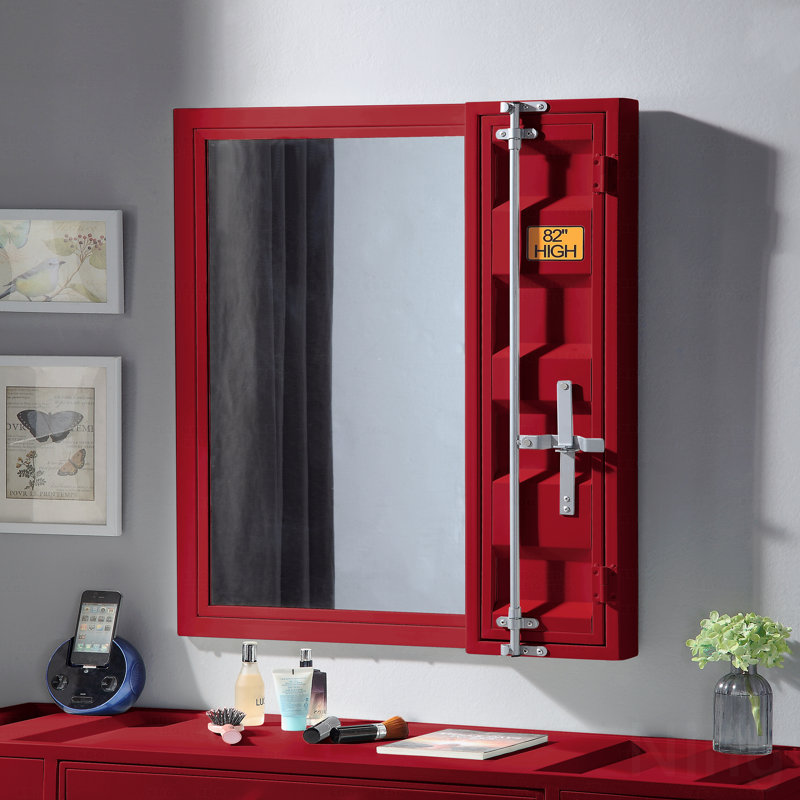 Vanity Accent Mirror, Red