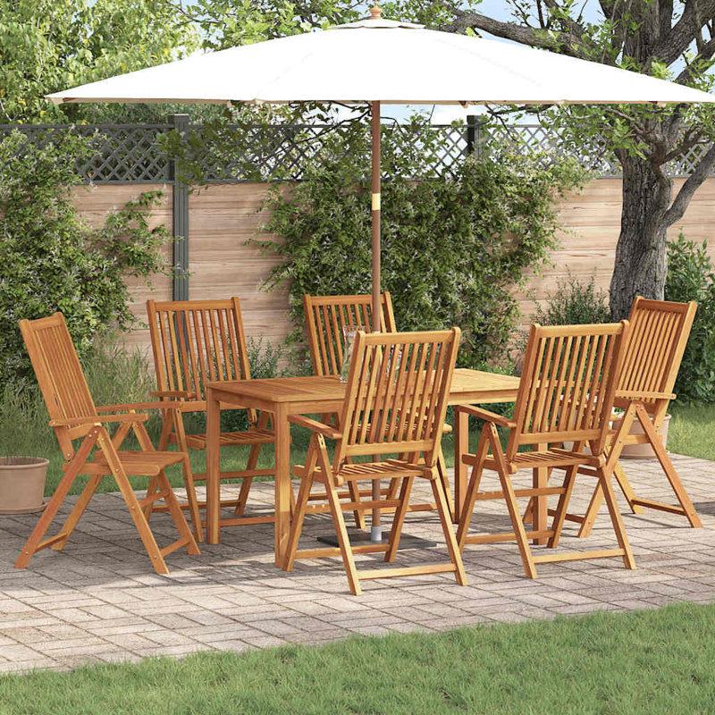  Garden Dining Set Folding Brown Solid Acacia Wood Outdoor Space Modern
