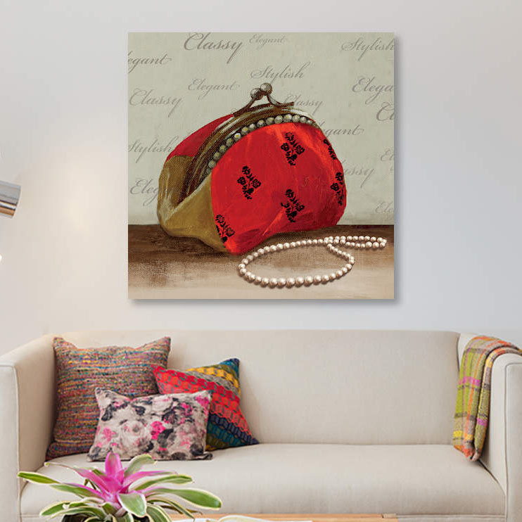 « red bag », impression sur toile, H 12 po x l 12 po x P 1,5 po, Toile tendue, Pas de tapis