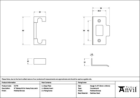 Rebate Kit, Polished Bronze