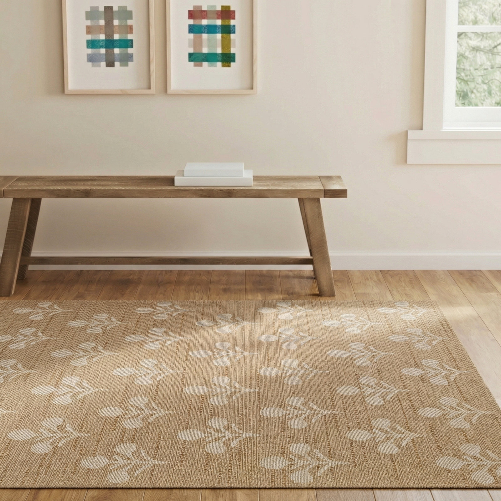 Saybrook Floral Hand-Woven Outdoor Rug, Rectangle 5'3" x 7'