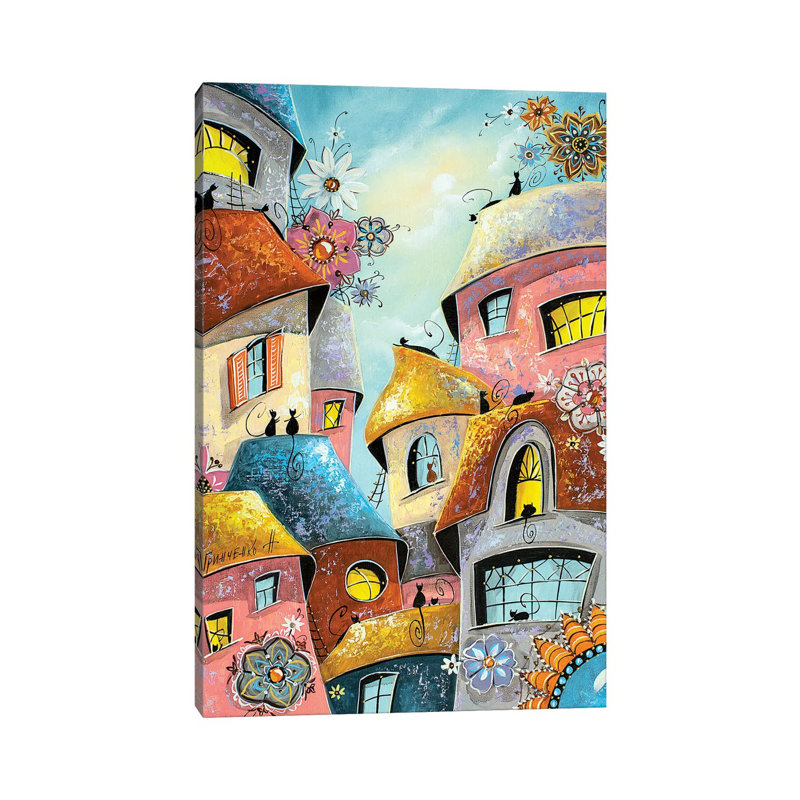 Flower Mood In The City Of Cats 1 Piece Wrapped Canvas Wall Art, 101.6 cm H x 66.04 cm W