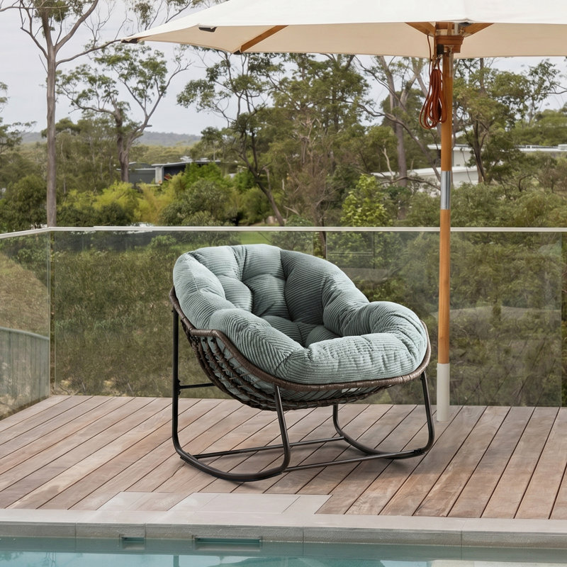Fauteuil Papasan berçant surdimensionné pour patio, Vert