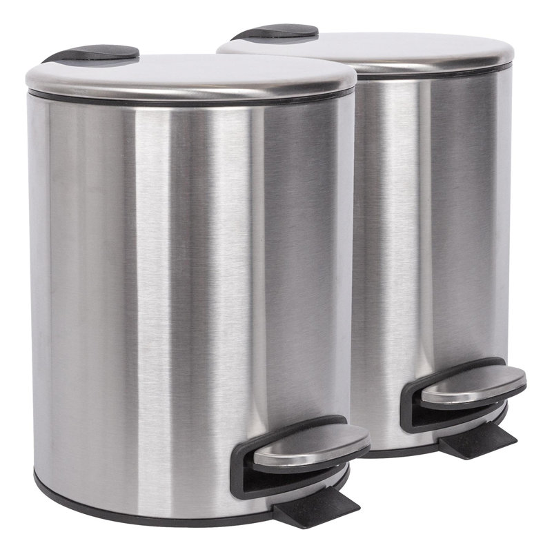 Harbour Housewares - Round Bathroom Pedal Bins, Brushed