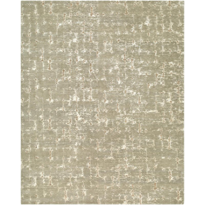 Kolkata Hand Knotted Abstract Area Rug in Green