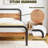 King Size Black Metal Platform Bed with Wood-Grain Headboard and Footboard, Heavy-Duty Steel Support, No Box Spring Needed-449326469