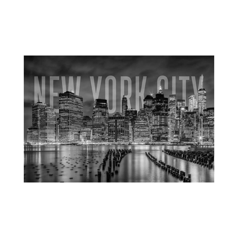 New York City Skyline Monochrome by Melanie Viola - Wrapped Canvas Print, 20.32 cm H x 30.48 cm W