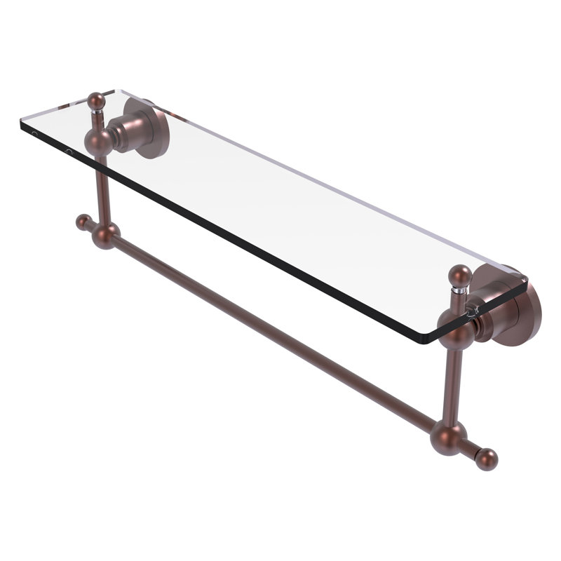 Lera Bracket Shelf with Towel Bar, 22" W x 4" H, Antique Copper