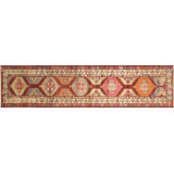 One-of-a-Kind Hand-Knotted 1960s 2'9" x 11'3" Runner Wool Area Rug in Red/Beige