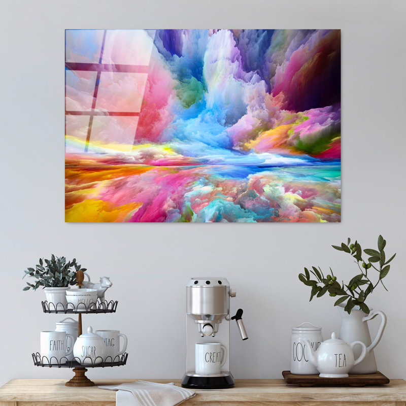 Superbe peinture murale en verre trempé 27,6 po x 39,4 po | 100% verre trempé, épaisseur: 0,16 pouce | Décoration élégante pour le salon ou le bureau, durable et facile à nettoyer, idée de cadeau parfaite