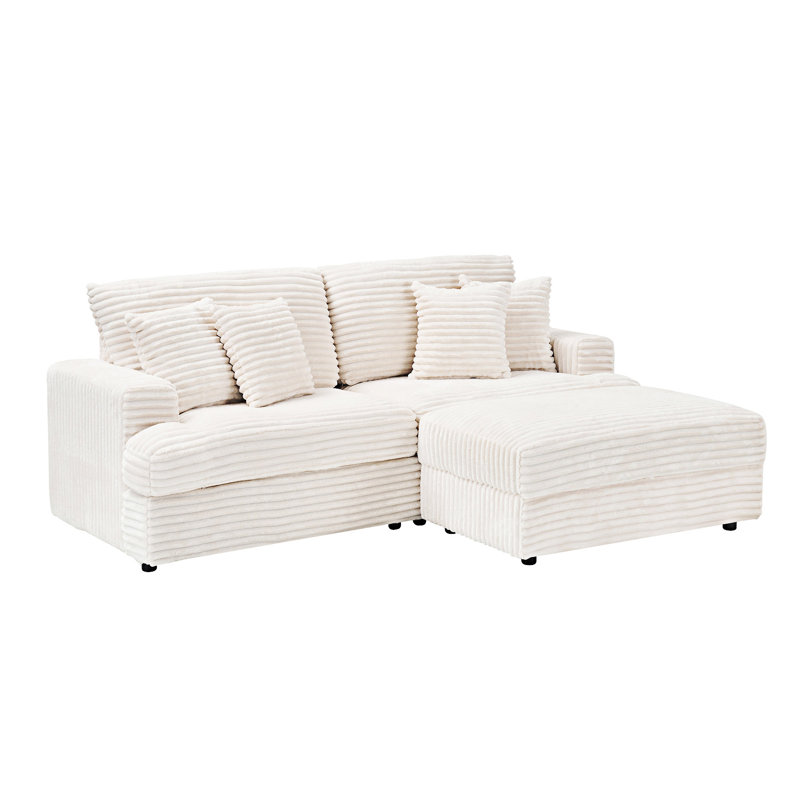 Canapé rembourré avec repose-pieds, Rose
