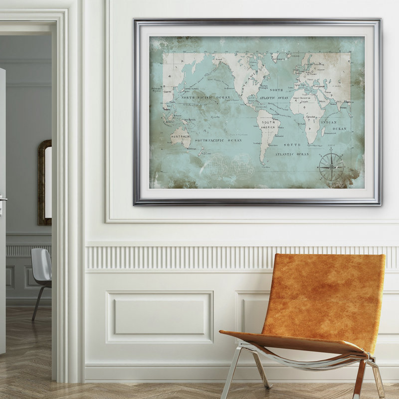 « ocean blue », reproduction de peinture à l’acrylique encadrée, Argent, H 30 po x l 40 po x P 1,5 po