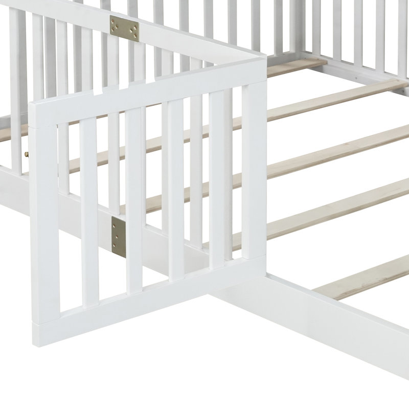 Lit standard pour enfants avec clôture haute et portes verrouillables, Complète, Blanc