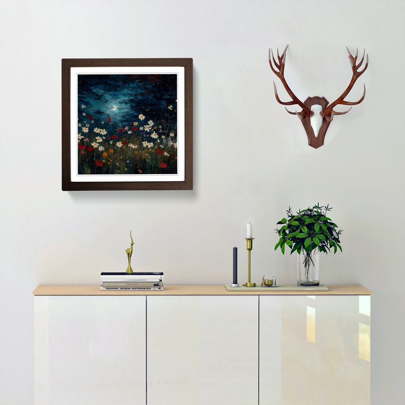 Cosmos Post-Impressionism - Framed Print, Walnut