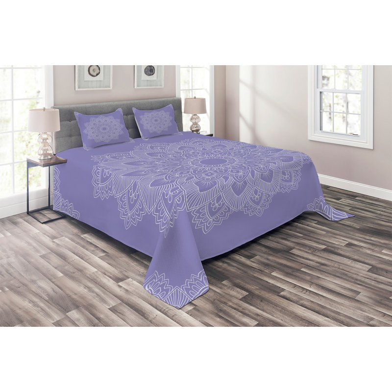Oriental Eclectic Polyester Coverlet, King Bedspread + 2 Shams