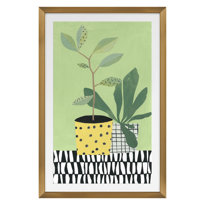 Table Plant 4 Print by Marie Lawyer, 30" H x 20" W, Gold Framed