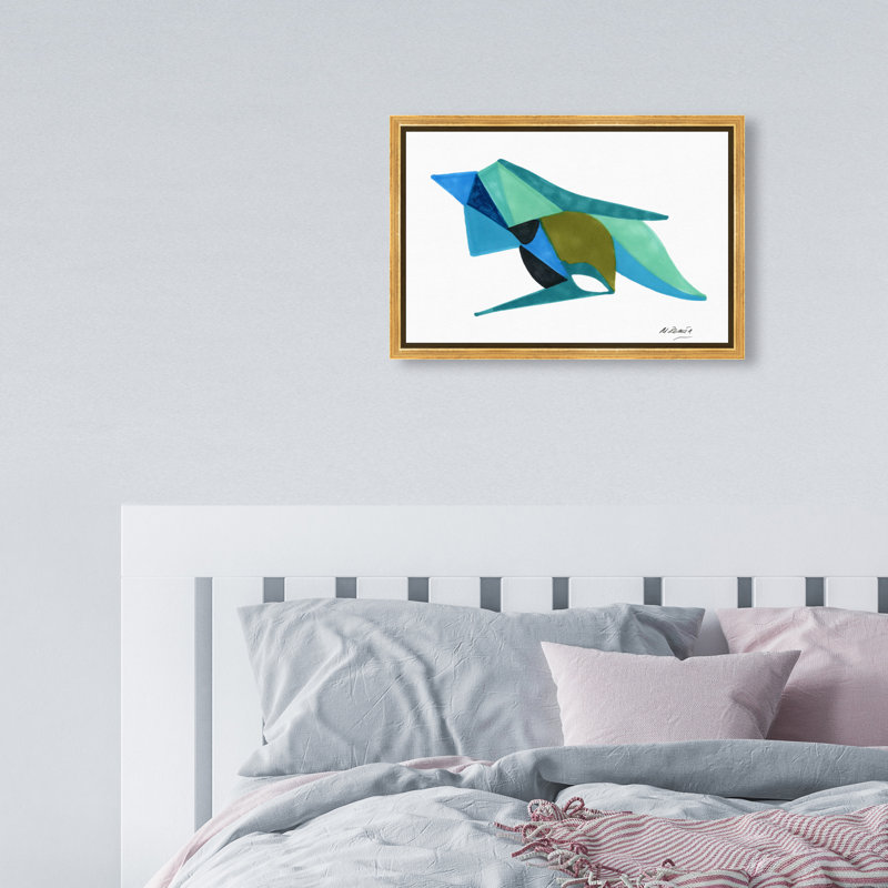 Manuel Roman - Azules Y Aquas Print by Oliver Gal, 31"H x 46"W, Gold Floater Frame