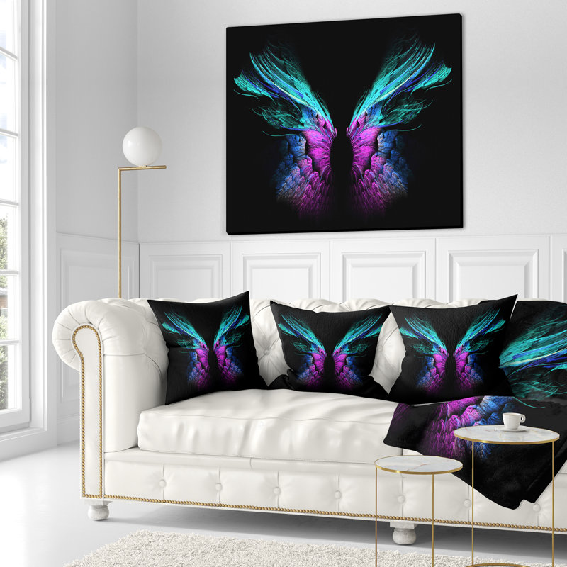 Coussin décoratif à ailes papillon floral, 16 po x 1 po, Coussin décoratif