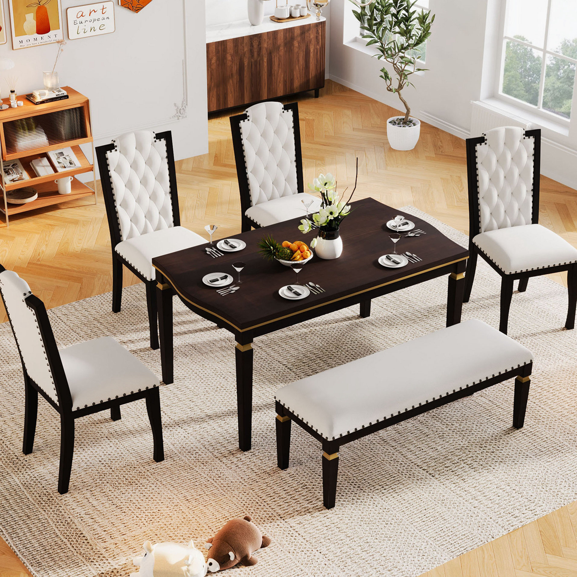 Lark Manor 6Piece Kitchen Dining Table Set for Dining Room and Kitchen