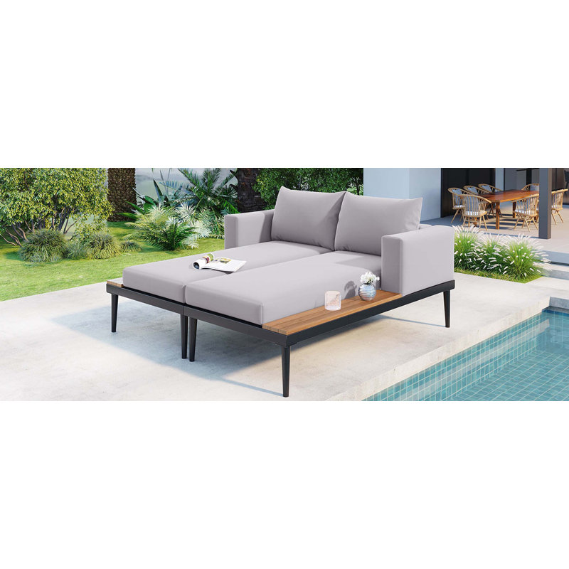 Méridienne double d'extérieur Vianette, Beige, Brun