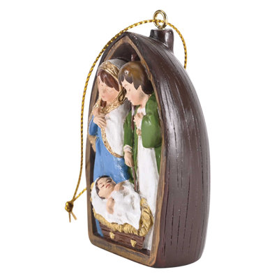 Ornament Holy Family Gold String 2.5H