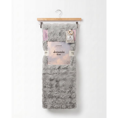 Aromasoles Lavender-Scented Faux Fur Throw Blanket – Soft Ribbed Plush, Gray