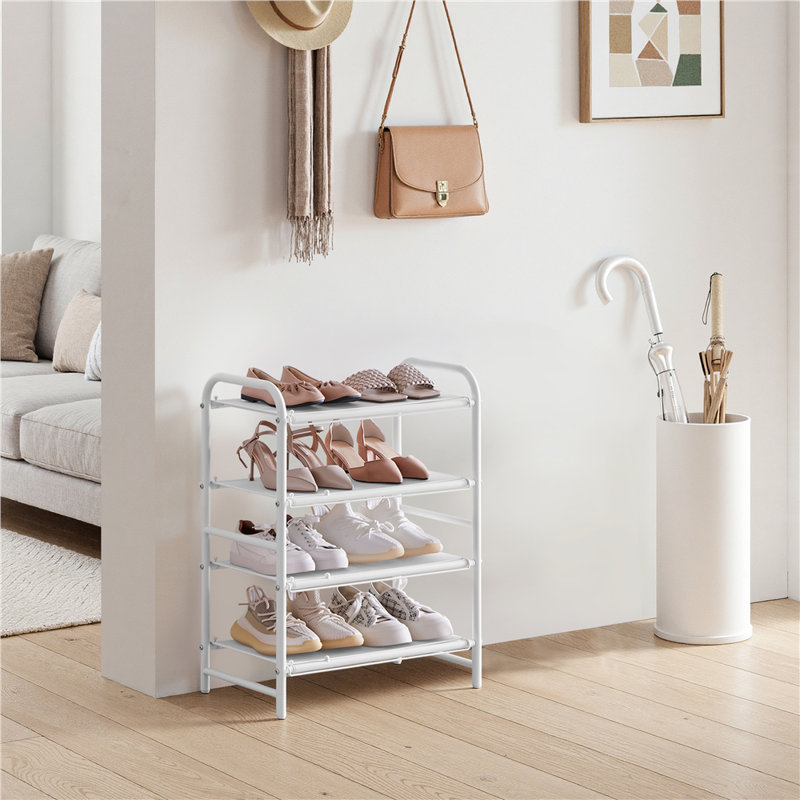 Expandable Shoe Rack for Entryway Hallway, White, 20 Pairs