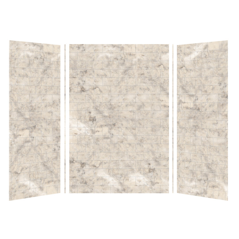 SaraMar 48'' W 36'' D 96'' H Glue Up Solid Surface Wall, Sand Creme, 72" H x 48" W x 36" D