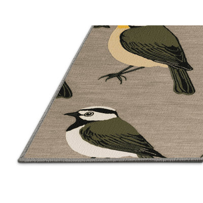 Washable Cape White eye Birds Area Rug