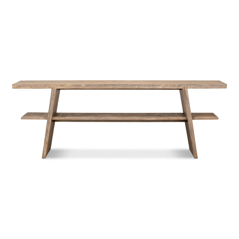 Bodega Natural Pine Rectangular Console Table with Shelf
