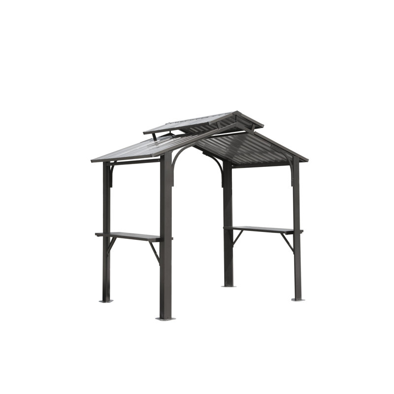 8×5FT Hardtop Grill Gazebo, Gray