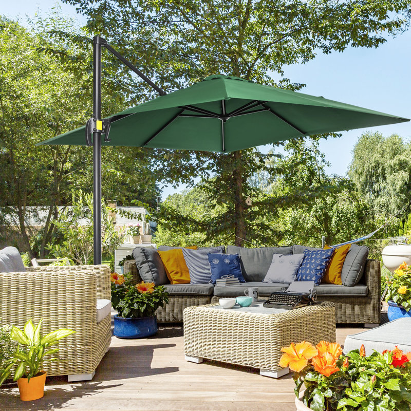 Parasol carré en porte-à-faux 8 pi Naaya, Vert