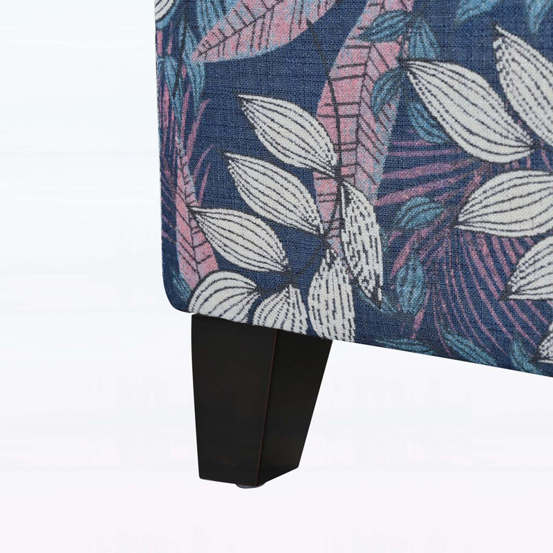Storage Bench with Floral Patterned Fabric