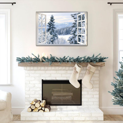 «Winter Wonderland», art mural encadré en bois, paysage enneigé, peinture sur toile pour le salon
