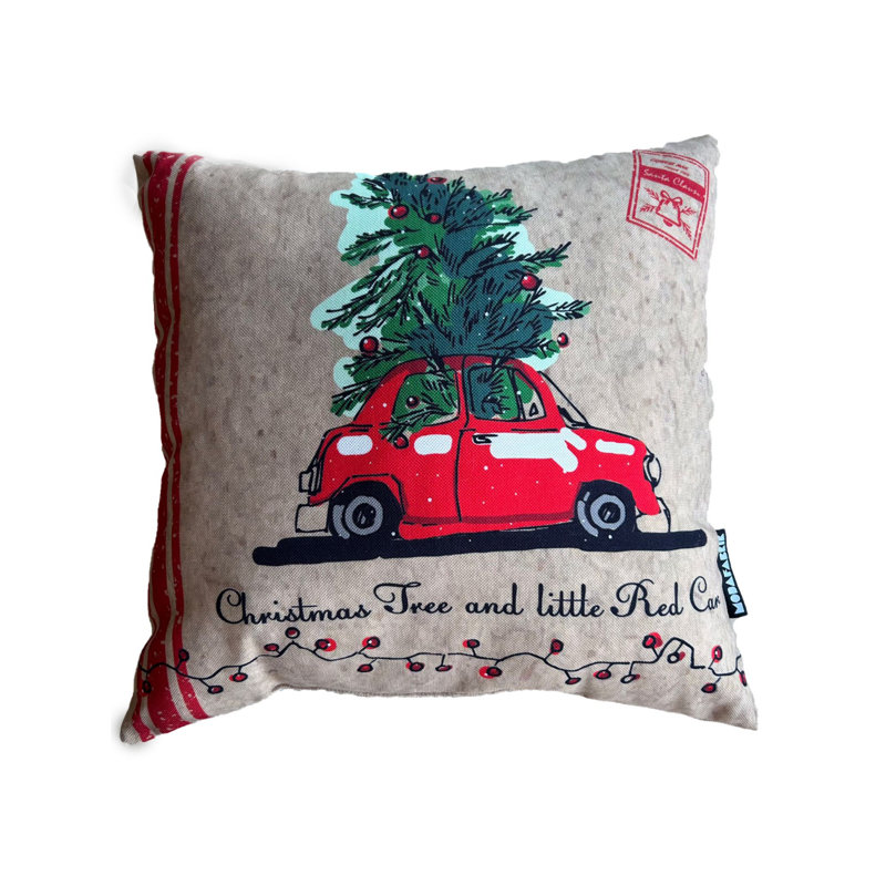 Housse de coussin à motif de voiture antique, décoration des Fêtes