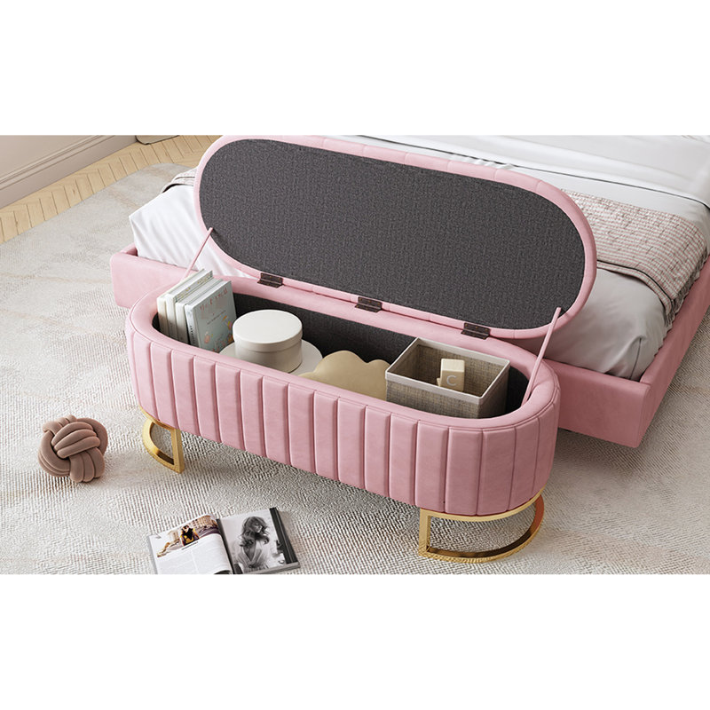 Pink Velvet With Extra Storage Space And Modern Look, Bedroom Living Room Classic For, Pink