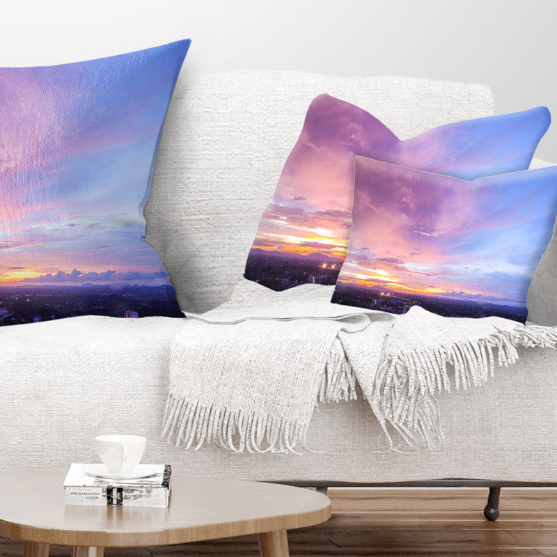 Paysage, beau coucher de soleil à Trang, oreiller, Thaïlande, 12 po x 20 po, Rectangle