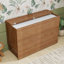 100% Soild Wood Murphy Bed with Foldable Mattress, Queen Size Farmroom Bed With Built-in USB Charging Station, Walnut