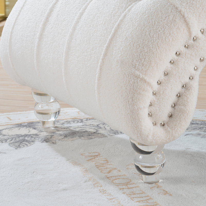 Chaise longue sans accoudoirs touffetée, Blanc, Blanc
