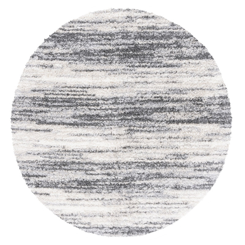 Mena Abstract Gray/Ivory Area Rug, Round 6'7"